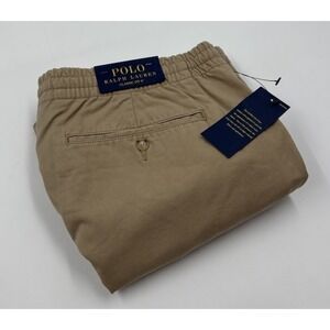 NWT Polo Ralph Lauren Men's XL Tan Cotton‎ Elastic Logo Khaki Shorts